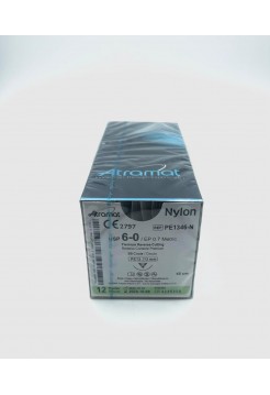 Мононить полиамидная нерассасывающиеся  6.0 / обр.-реж.прем., 3/8, черн. 13мм